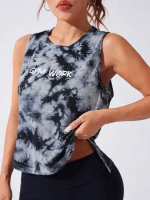 Sport Studio Crew Neck Sleeveless Letter Print Casual Sporty Tank Top