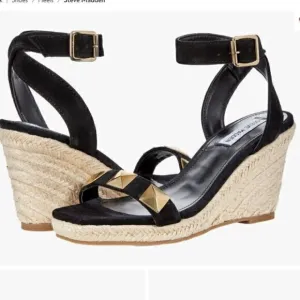 Steve Madden  Sunty Wedge Sandal womens size 10 Blank Ankle Strap Studs