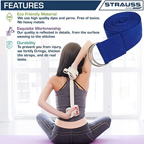 Strauss Yoga Belt, 8 Feet, (Blue)