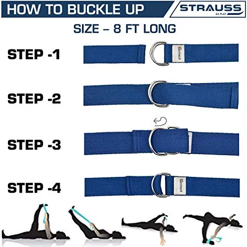 Strauss Yoga Belt, 8 Feet, (Blue)
