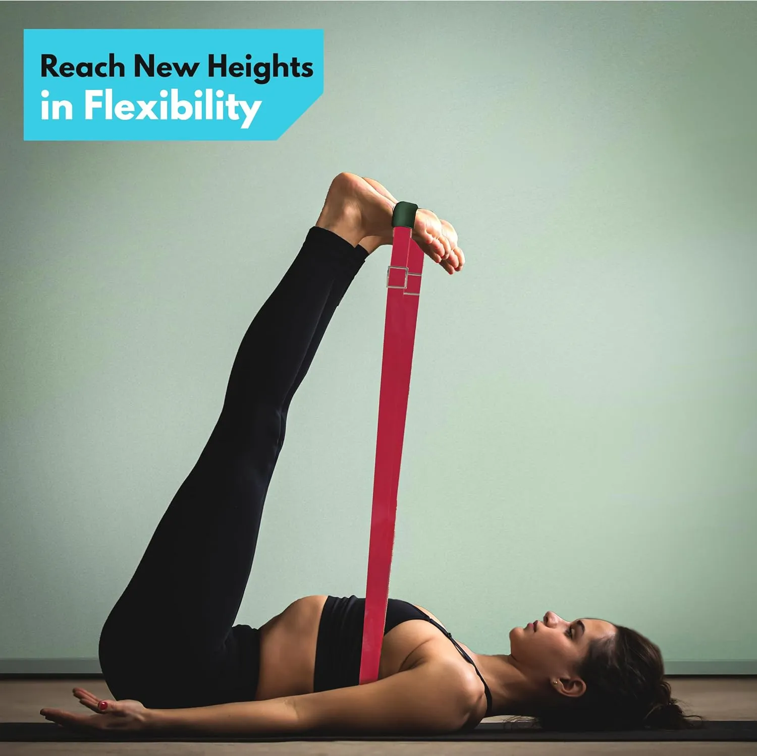 Stretching Strap with Door Anchor – Adjustable Loops and Metal Buckles, Comfortable Foam Pads