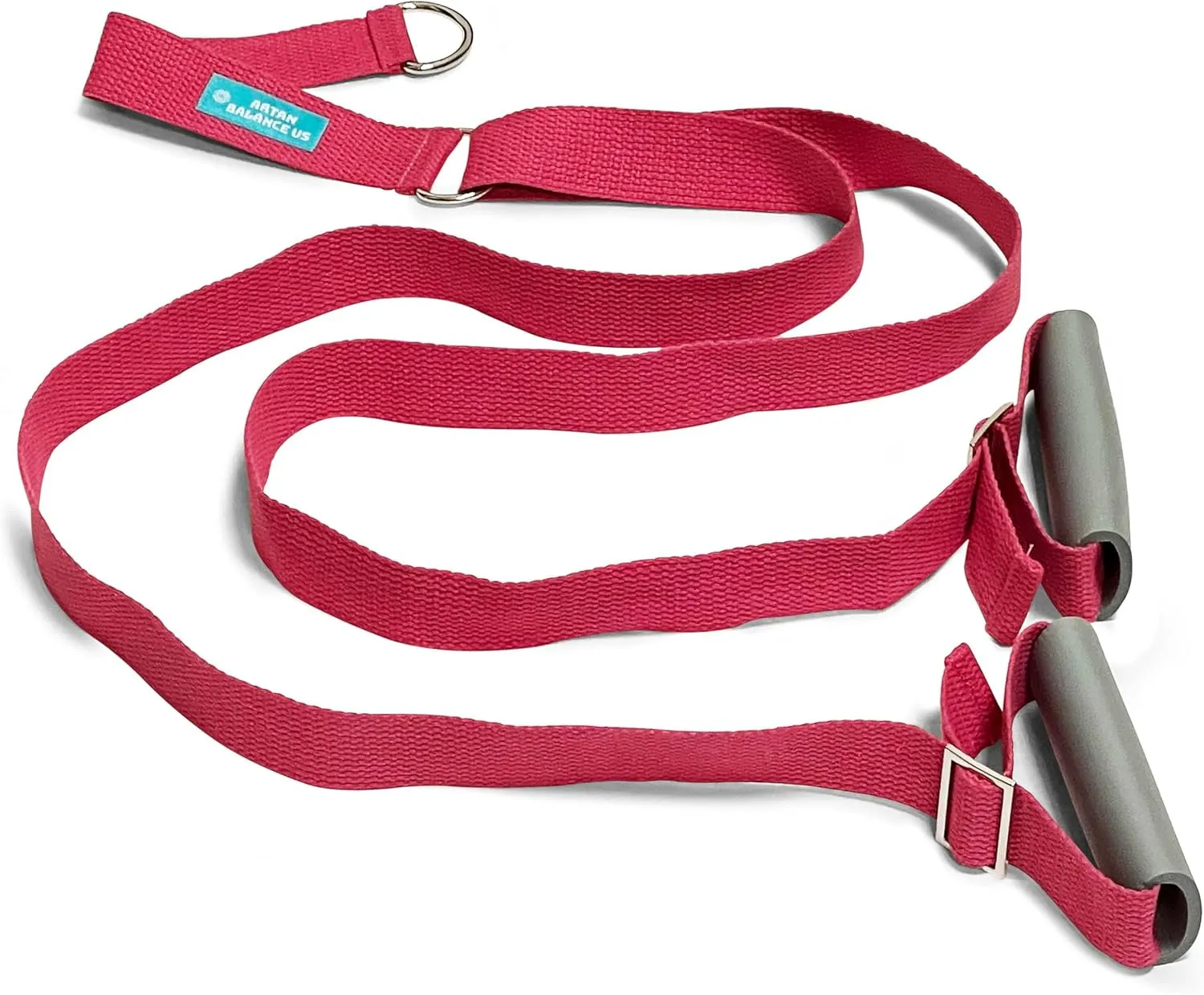 Stretching Strap with Door Anchor – Adjustable Loops and Metal Buckles, Comfortable Foam Pads