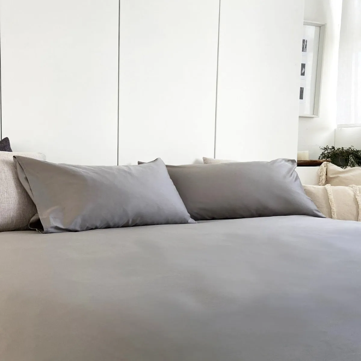 Supima Cotton Satin Bedsheets (Antimicrobial) - Grey