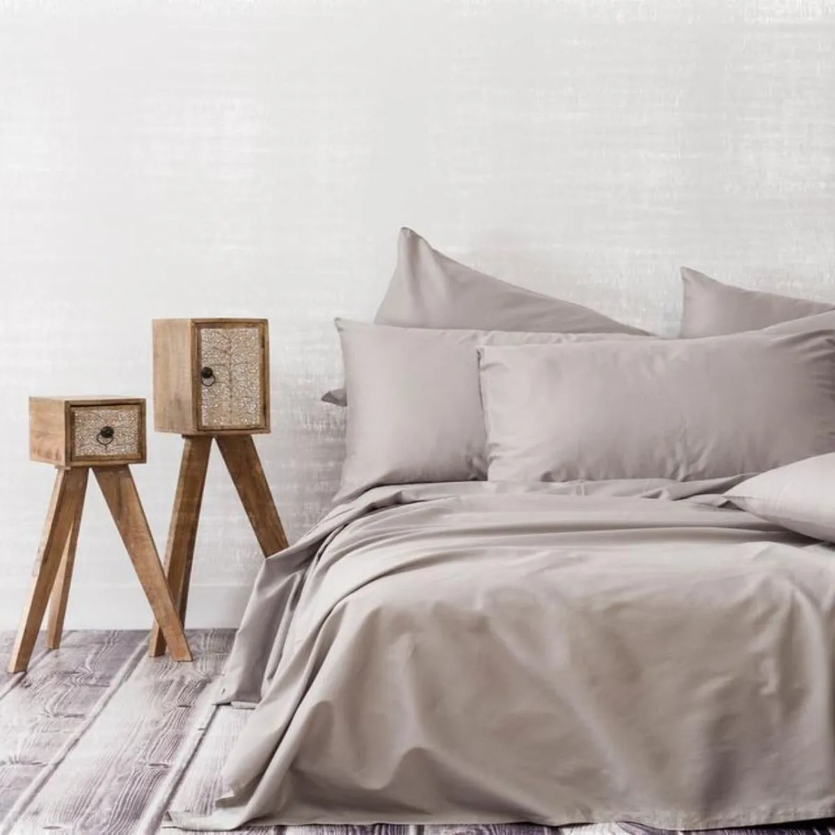 Supima Cotton Satin Bedsheets (Antimicrobial) - Grey