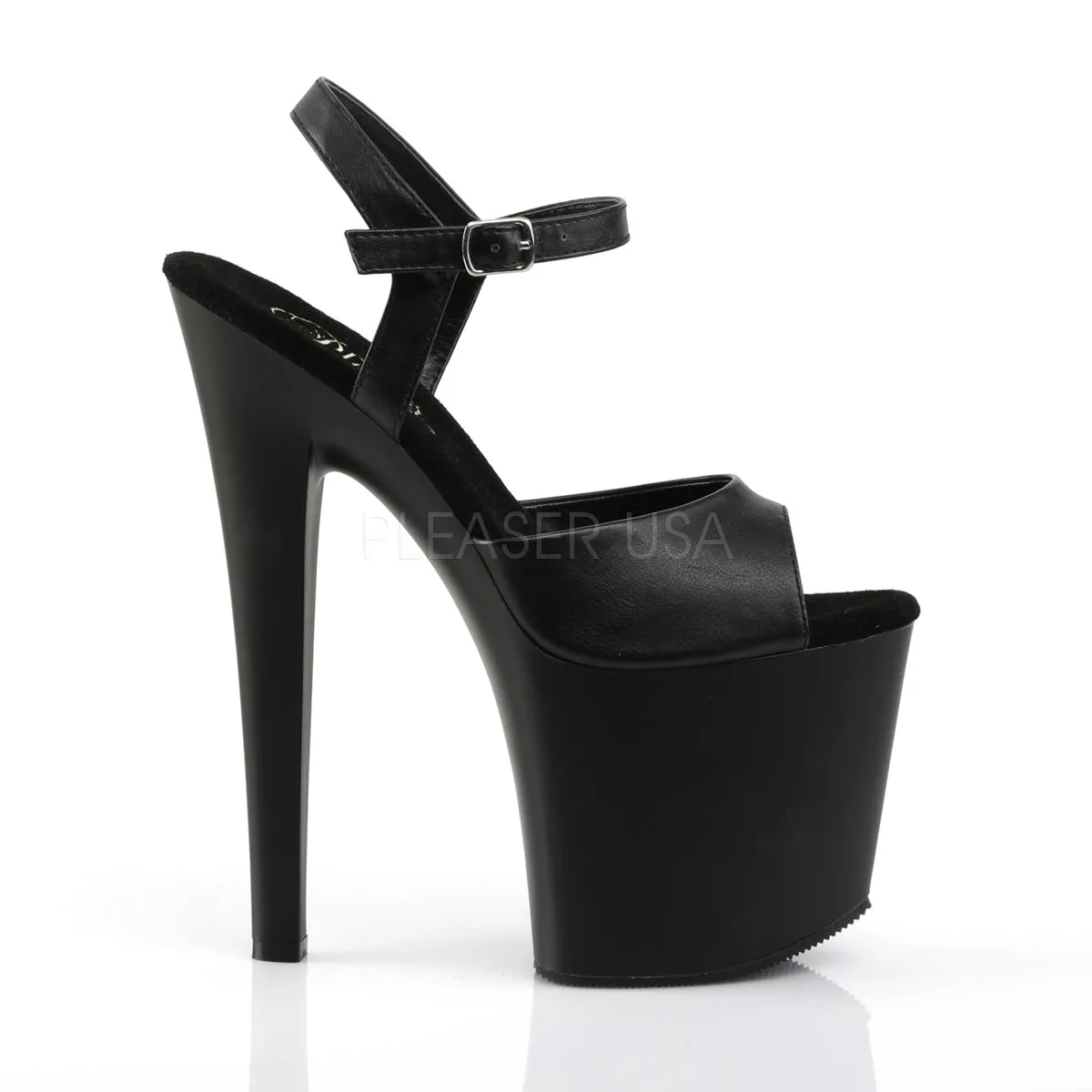 TABOO-709  Black Faux Leather/Black Matte