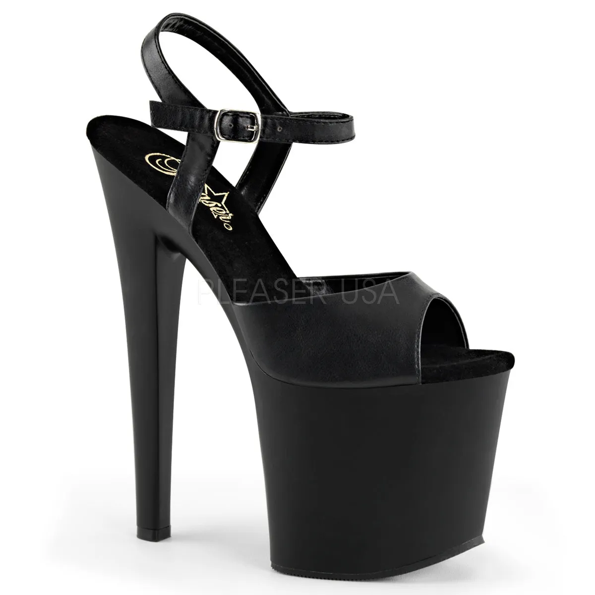 TABOO-709  Black Faux Leather/Black Matte