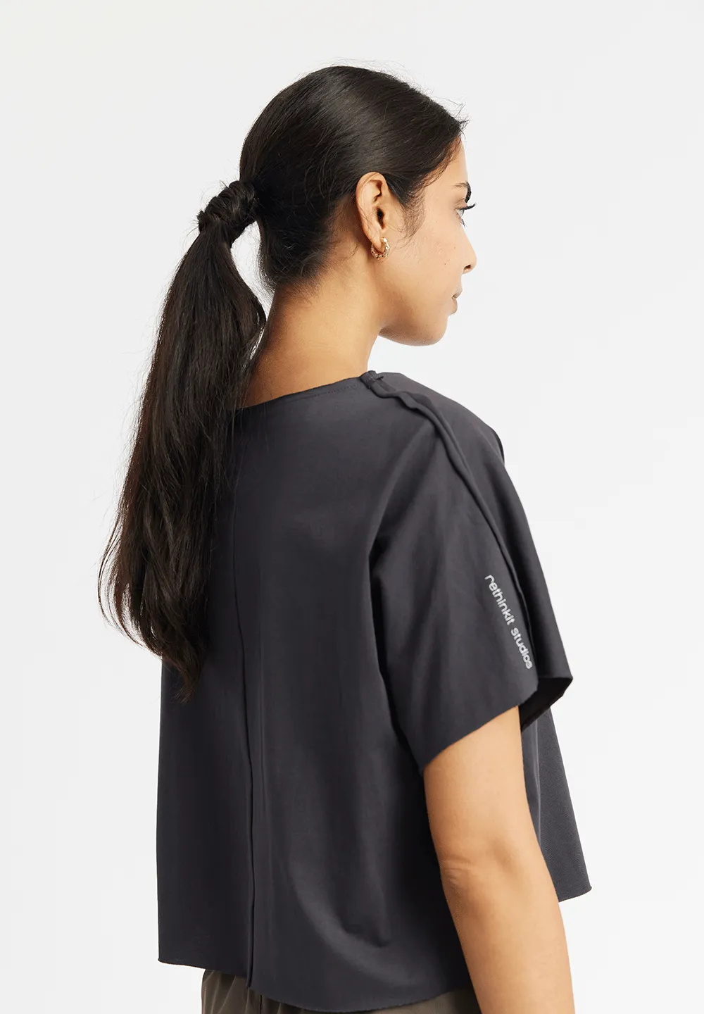 Tee Short Raw Edges Caen - almost black