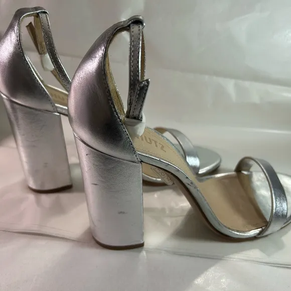 The Cadey Sandal Silver Block Heel by SCHUTZ Size 9.5