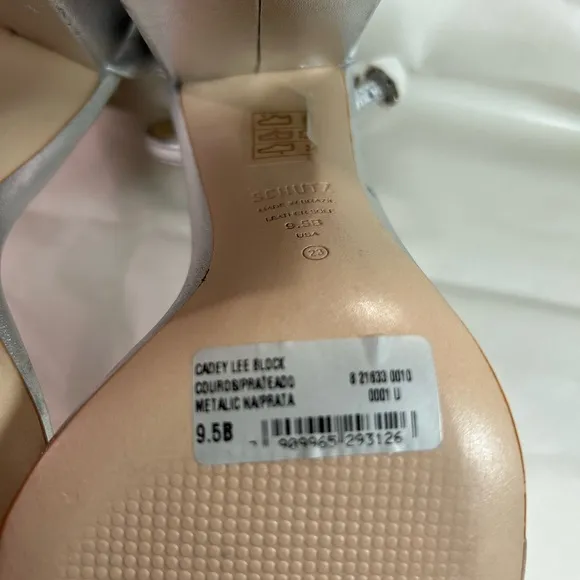 The Cadey Sandal Silver Block Heel by SCHUTZ Size 9.5
