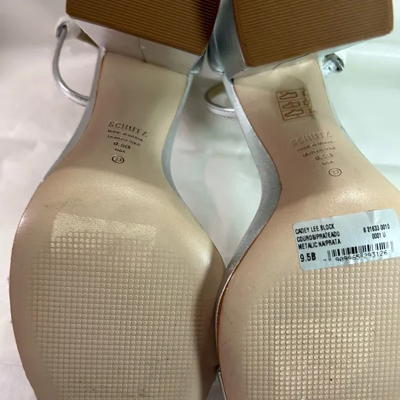The Cadey Sandal Silver Block Heel by SCHUTZ Size 9.5