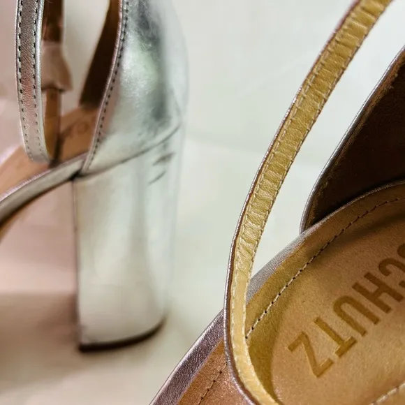 The Cadey Sandal Silver Block Heel by SCHUTZ Size 9.5