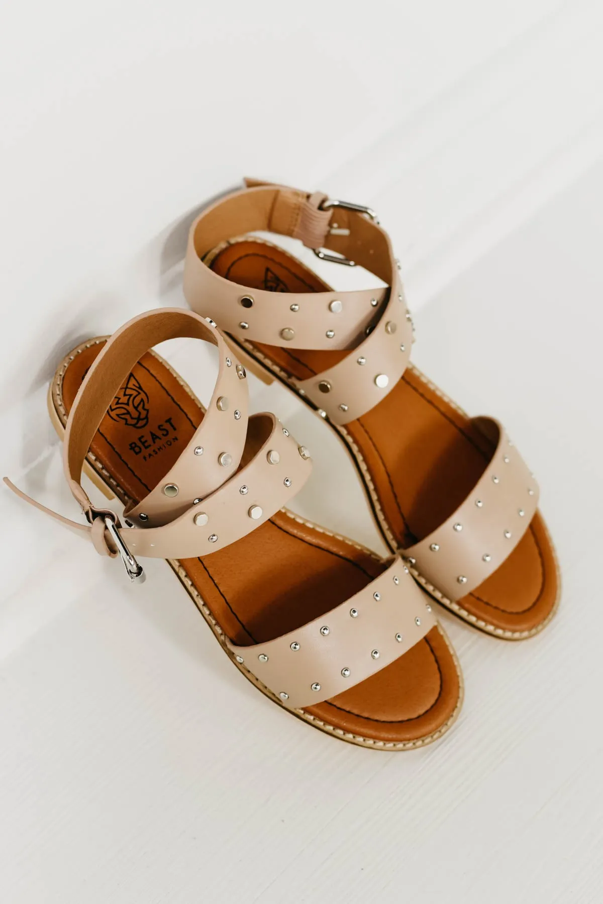 The Jenna Studded Sandal - Nude