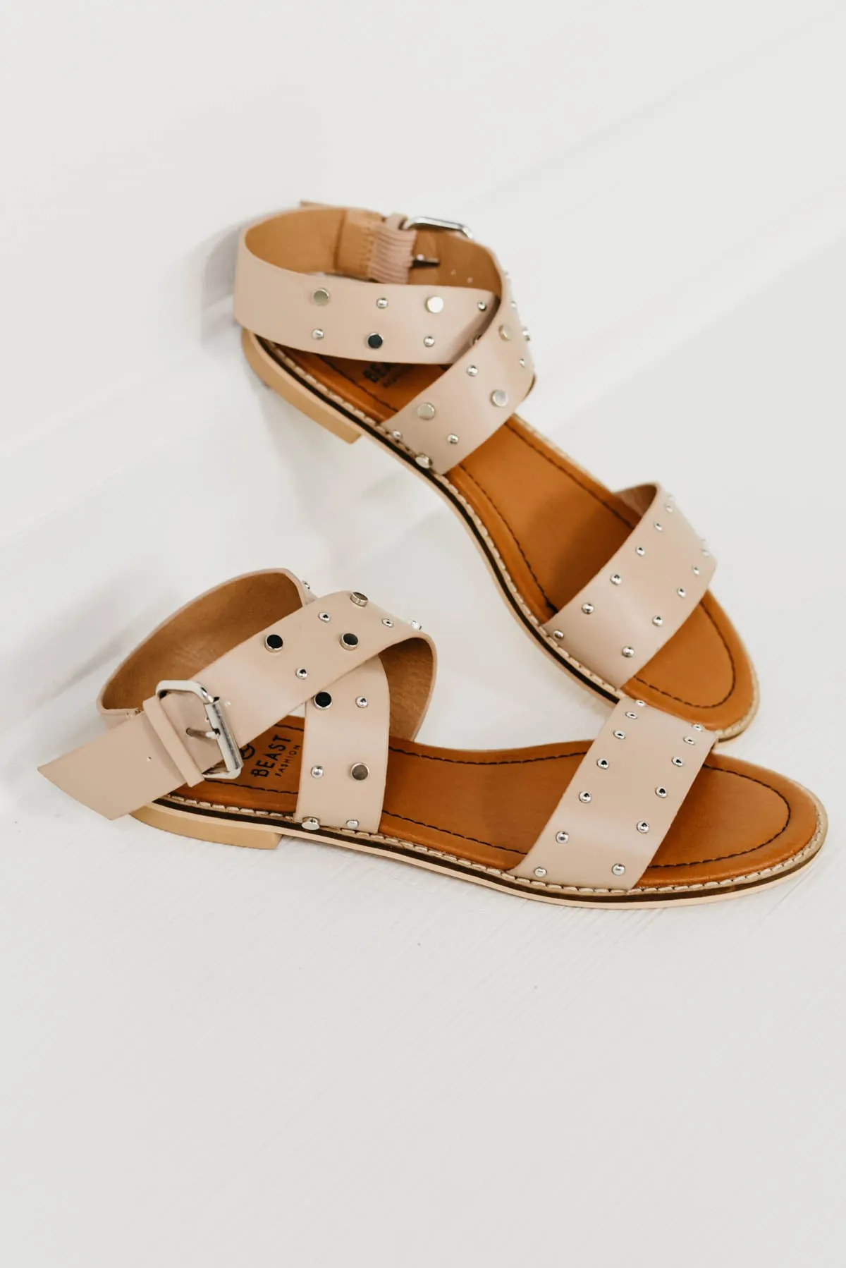 The Jenna Studded Sandal - Nude