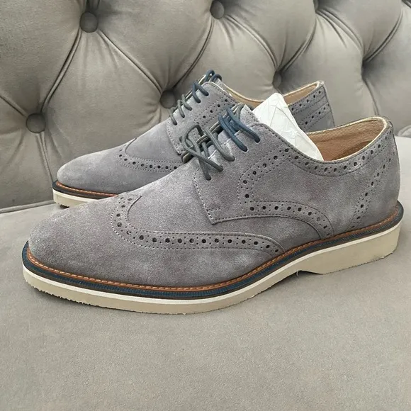 Thomas &amp; Vine Mens Chadwick Wingtip Derby Shoes Gray Size 9.5 (new Whit out box)