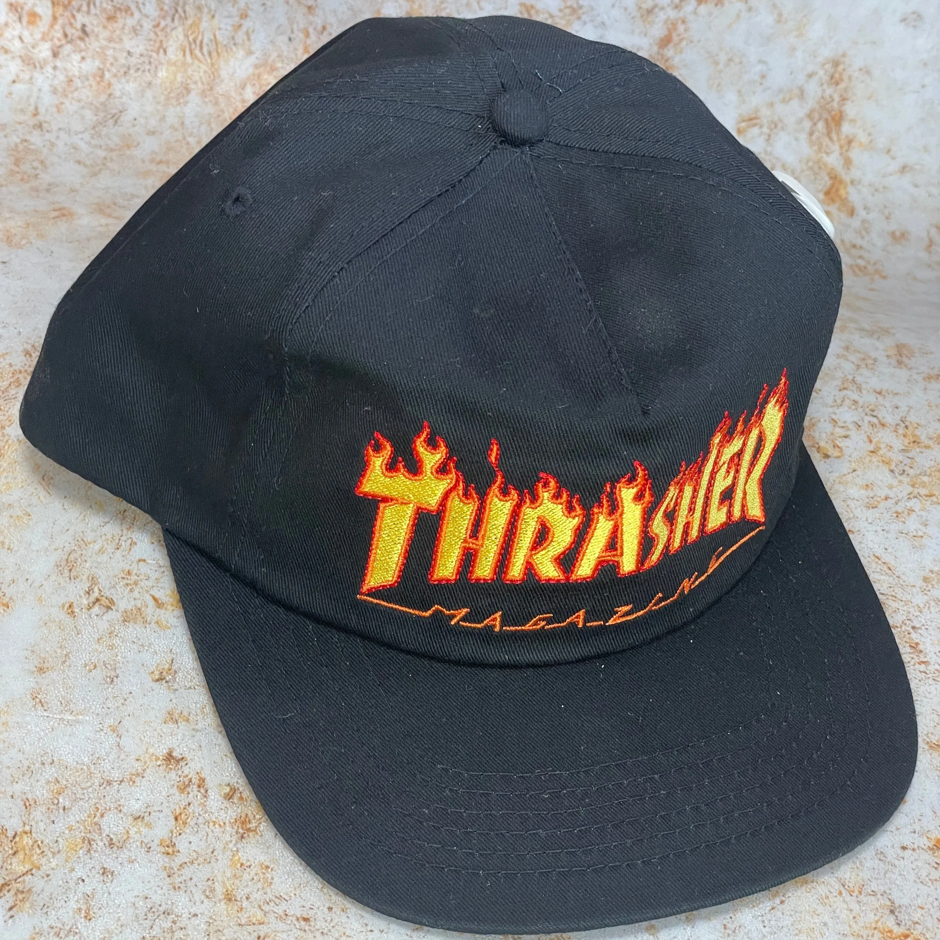 Thrasher Flame Embroidered Snapback Cap Black