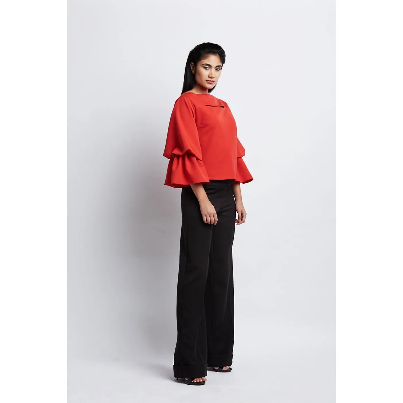 Tiered Sleeve Cut Out Top
