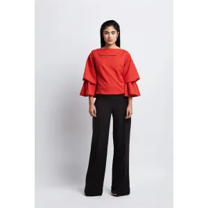 Tiered Sleeve Cut Out Top
