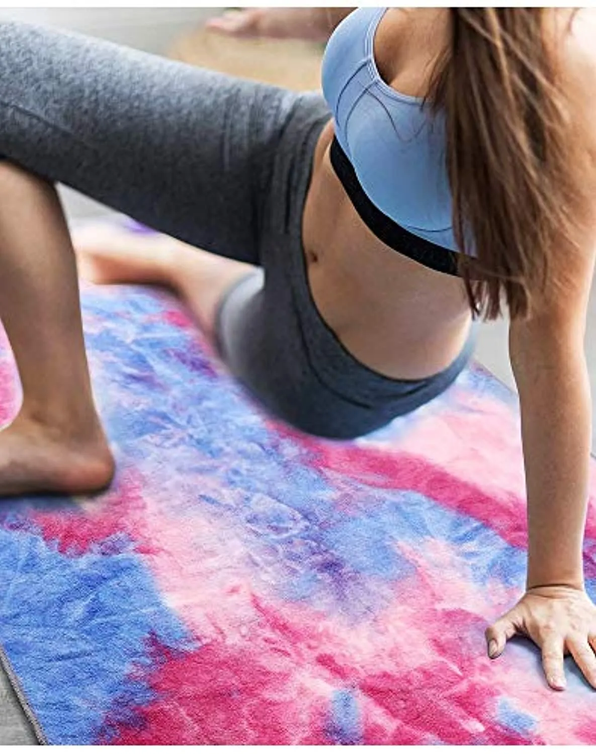 Toalla de yoga antideslizante adorence (agarre de PVC mejorado bolsillos laterales) microfibra absorbente de sudor y secado rápido, ideal para yoga caliente, pilates y entrenamiento
