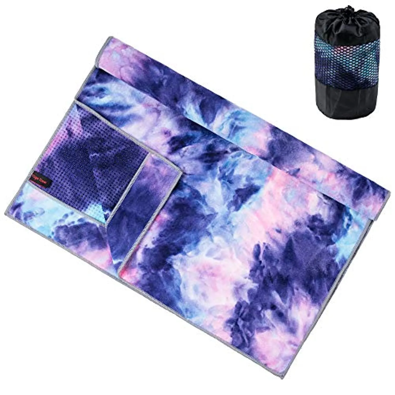 Toalla de yoga antideslizante adorence (agarre de PVC mejorado bolsillos laterales) microfibra absorbente de sudor y secado rápido, ideal para yoga caliente, pilates y entrenamiento