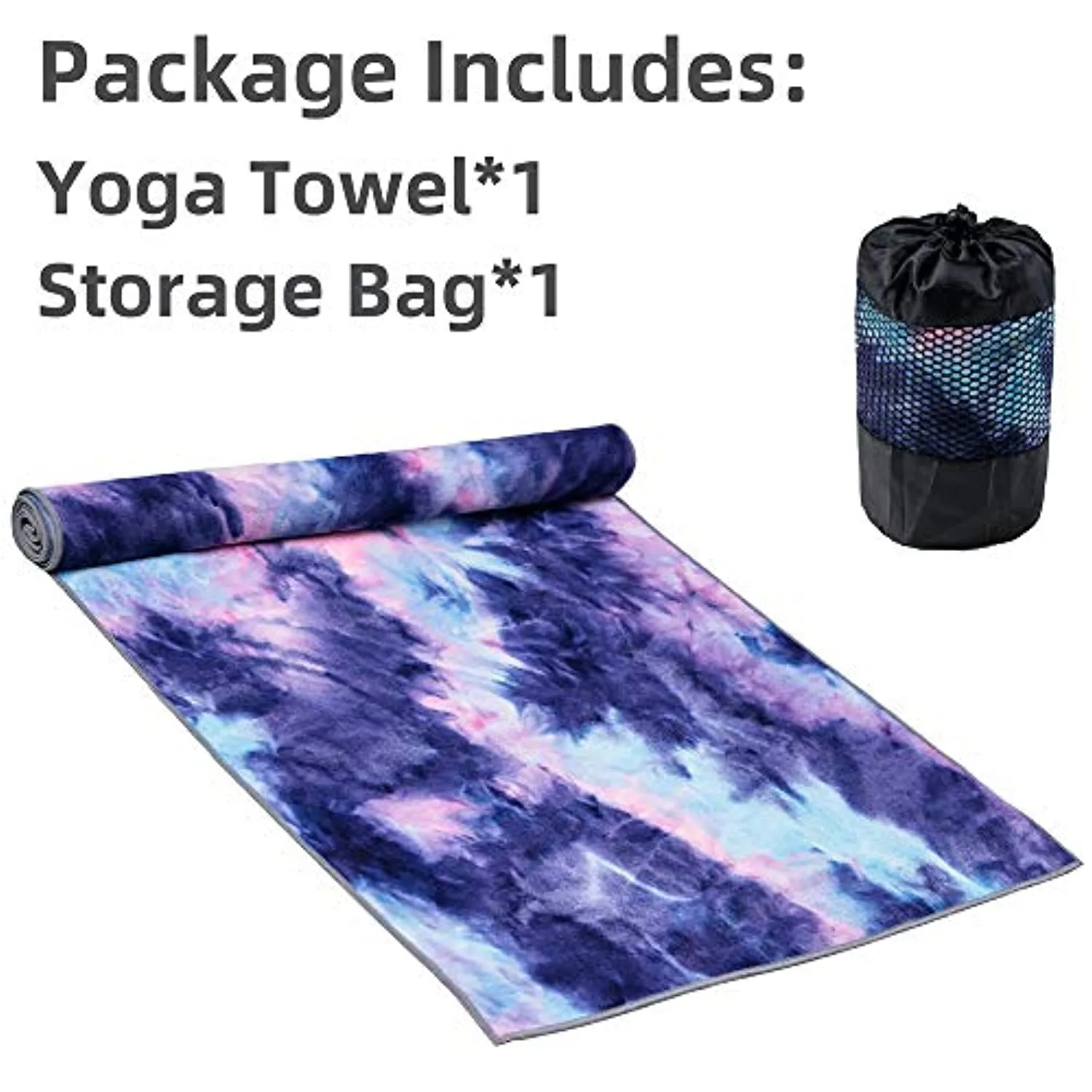 Toalla de yoga antideslizante adorence (agarre de PVC mejorado bolsillos laterales) microfibra absorbente de sudor y secado rápido, ideal para yoga caliente, pilates y entrenamiento