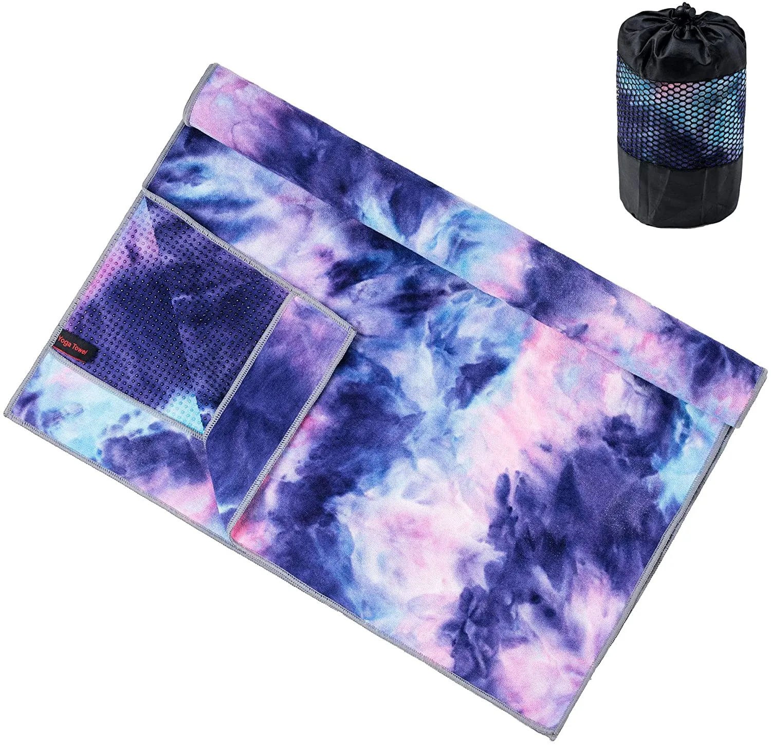 Toalla de yoga antideslizante adorence (agarre de PVC mejorado bolsillos laterales) microfibra absorbente de sudor y secado rápido, ideal para yoga caliente, pilates y entrenamiento