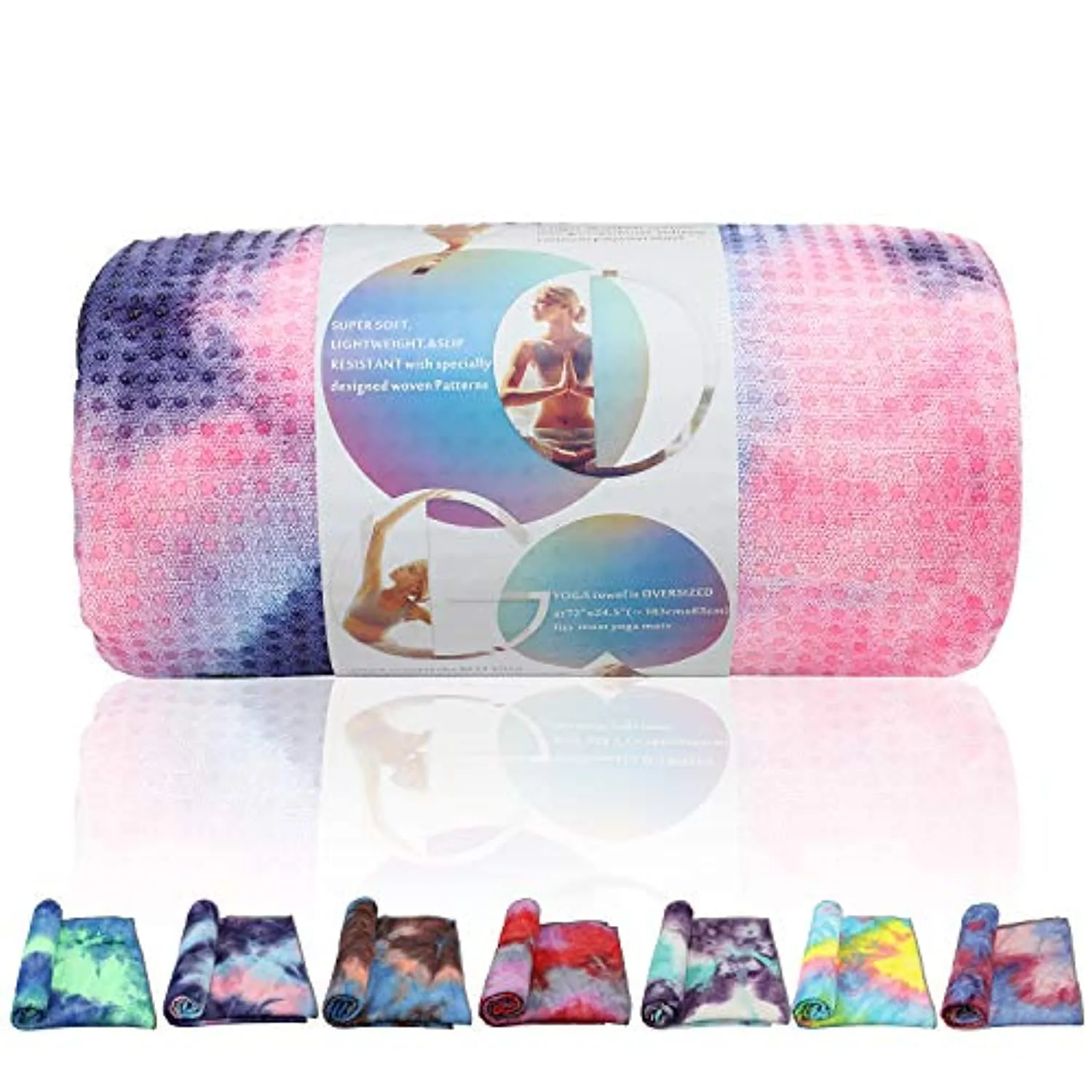 Toallas de yoga, toalla de yoga antideslizante, textura de gofre antideslizante, 100% absorbente de microfibra sin olor, toalla de yoga de tamaño estándar de 24 pulgadas x 72 pulgadas, para yoga caliente, Bikram, Pilates