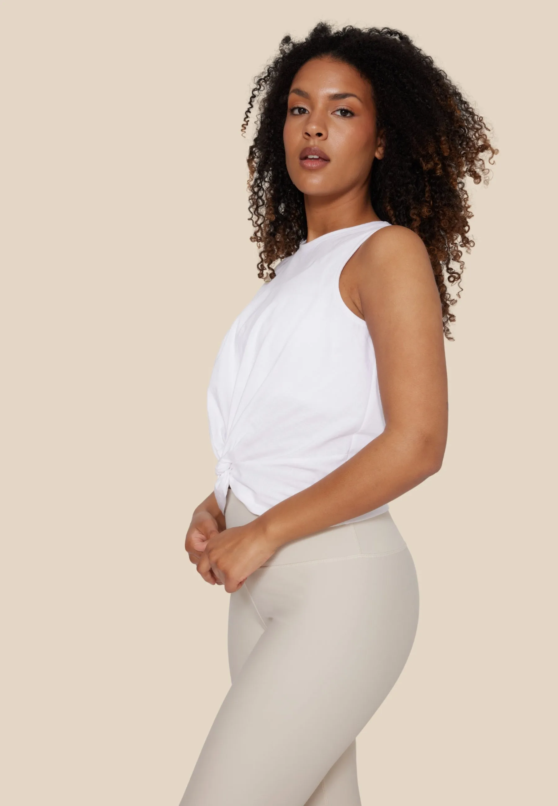 Twisted Front Knot Top - White