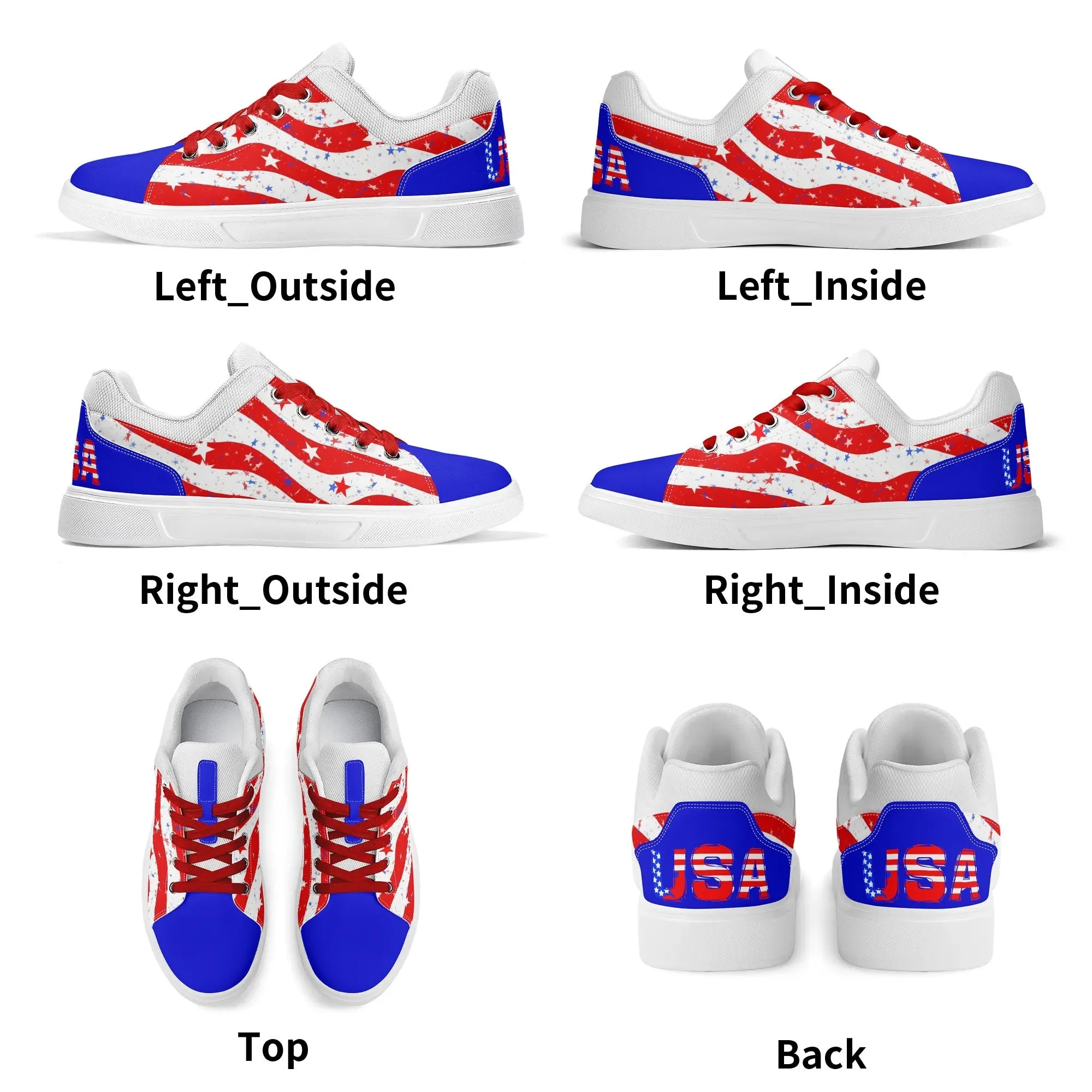 Unisex PU Leather Patriotic American Skate Shoes