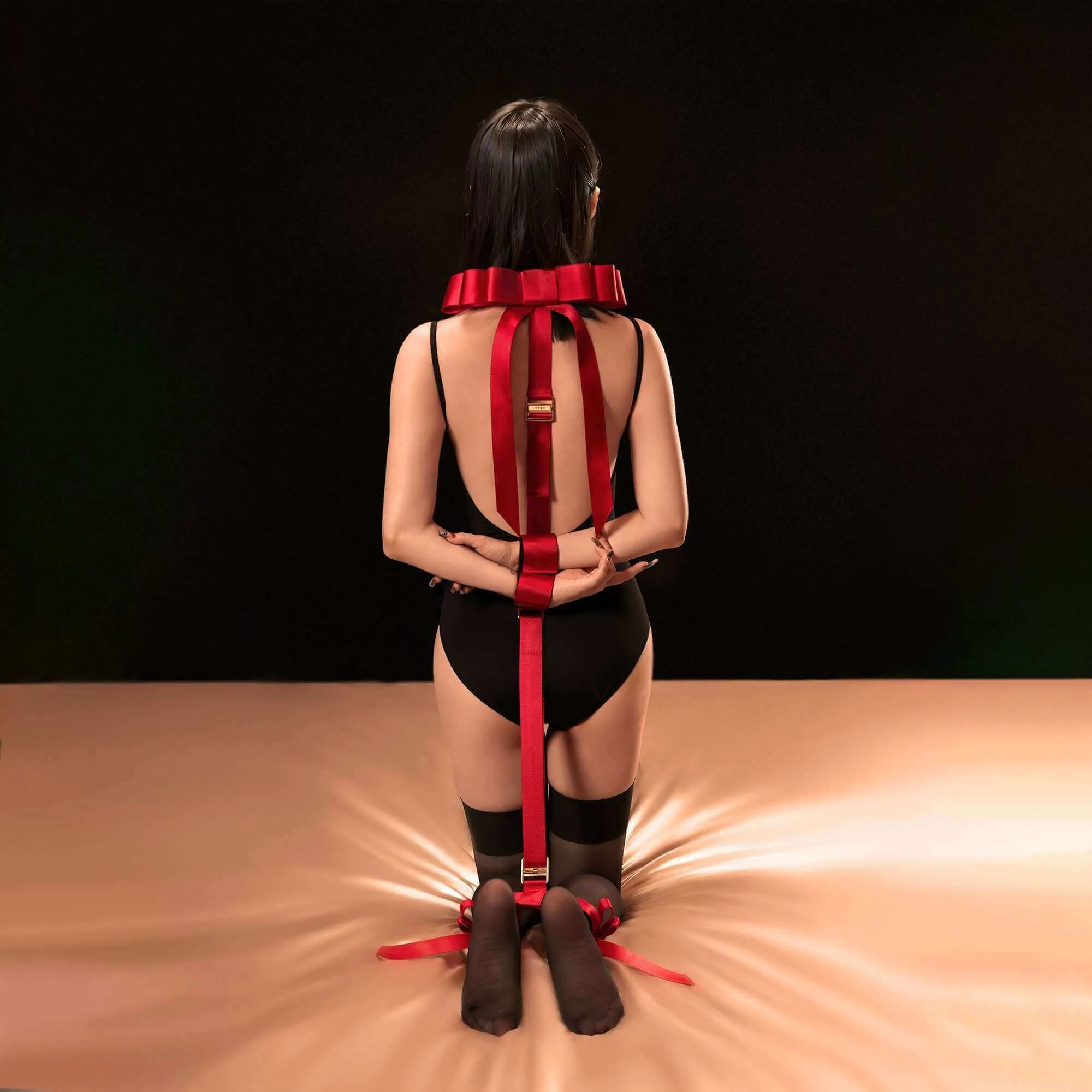 UPKO Bowknot Hogtie Portable Bondage Gear Red