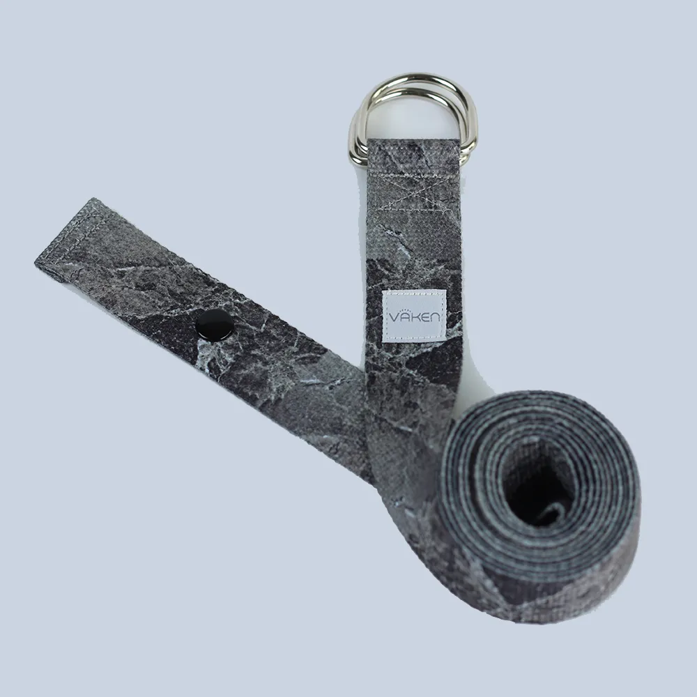 Vaken Marbled Yoga Strap - Black Marbled