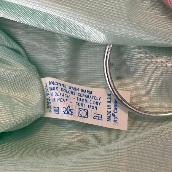 Vanity Fair Vintage Sea‎ Foam Green Mint Pink White Nightgown NWT Size Medium