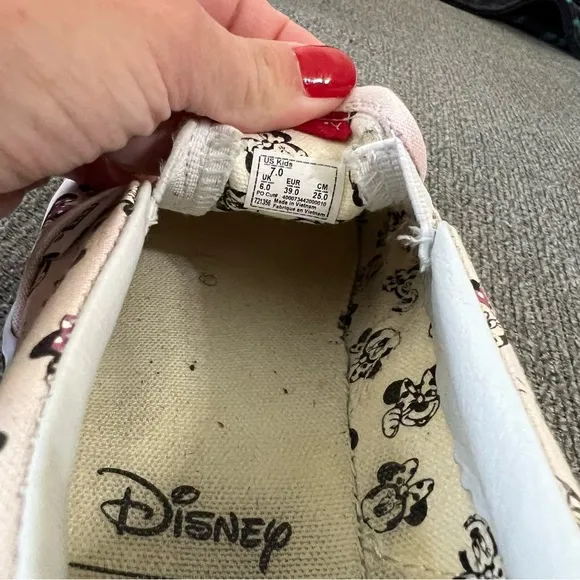Vans Disney Minnie Mouse Kids 7 Pink Slip-On Shoes