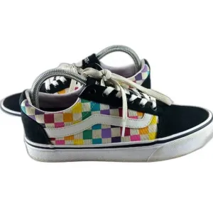 Vans Old School Rainbow Checked/ Black Canvas  Skate Shoe/ Sneaker Women's 8.5..