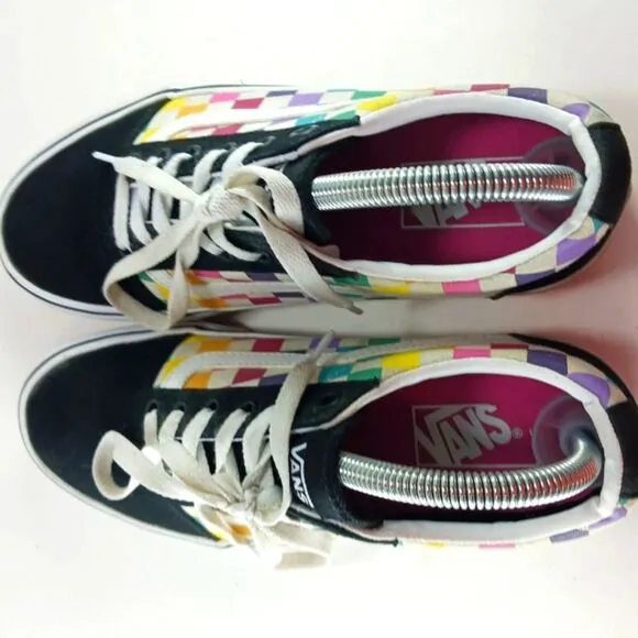 Vans Old School Rainbow Checked/ Black Canvas  Skate Shoe/ Sneaker Women's 8.5..