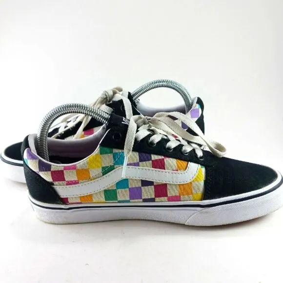 Vans Old School Rainbow Checked/ Black Canvas  Skate Shoe/ Sneaker Women's 8.5..