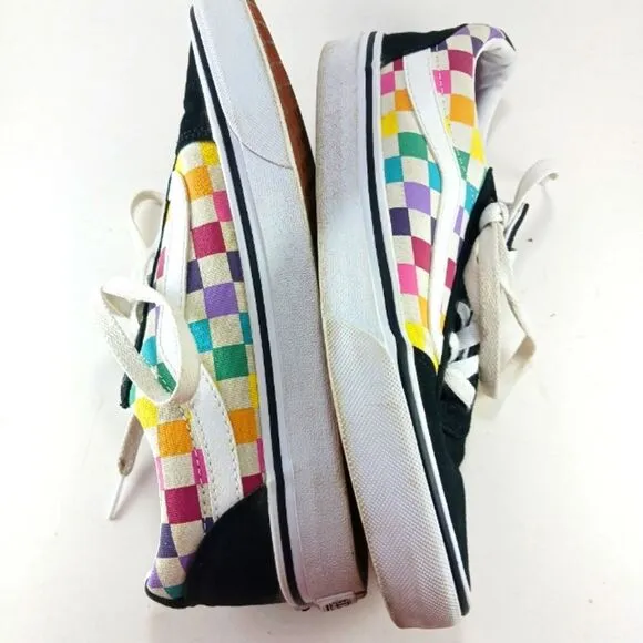 Vans Old School Rainbow Checked/ Black Canvas  Skate Shoe/ Sneaker Women's 8.5..