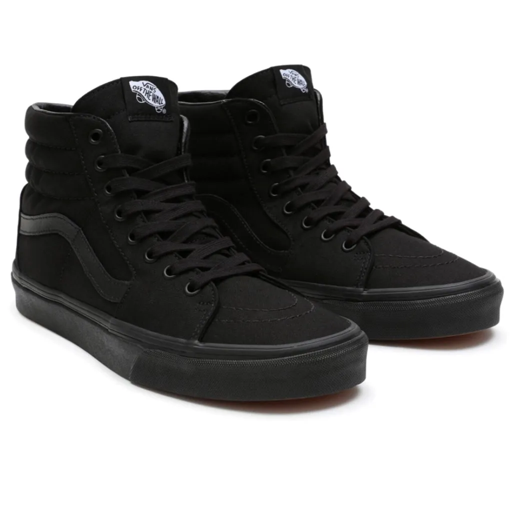 VANS SK8 HI BLACK BLACK BLACK CANVAS UNISEX TRAINERS
