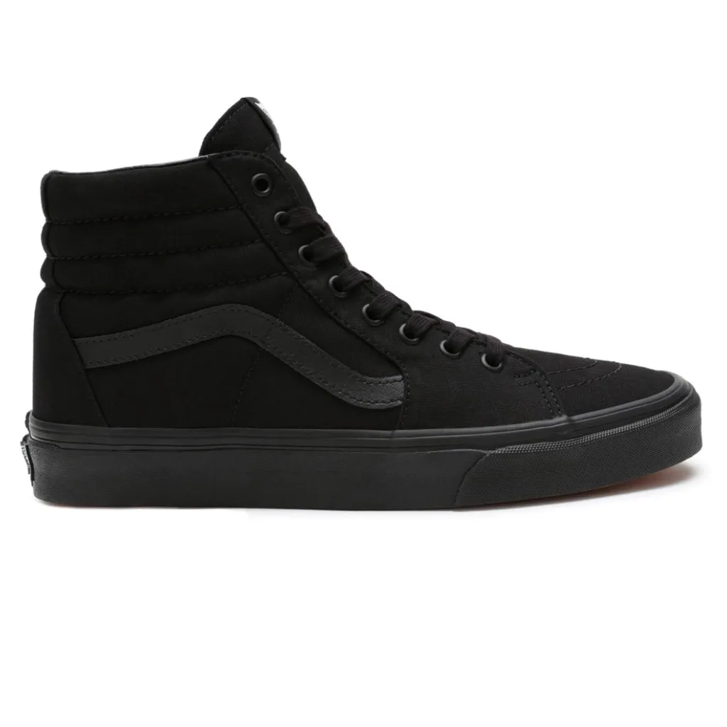 VANS SK8 HI BLACK BLACK BLACK CANVAS UNISEX TRAINERS