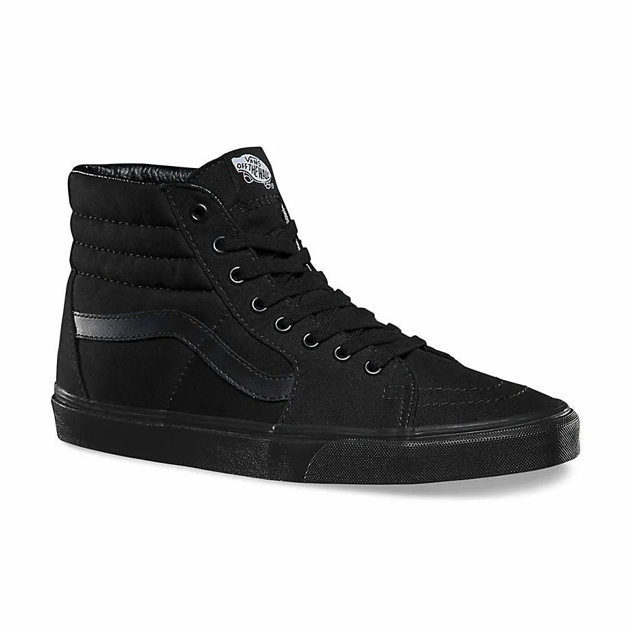 VANS SK8 HI BLACK BLACK BLACK CANVAS UNISEX TRAINERS