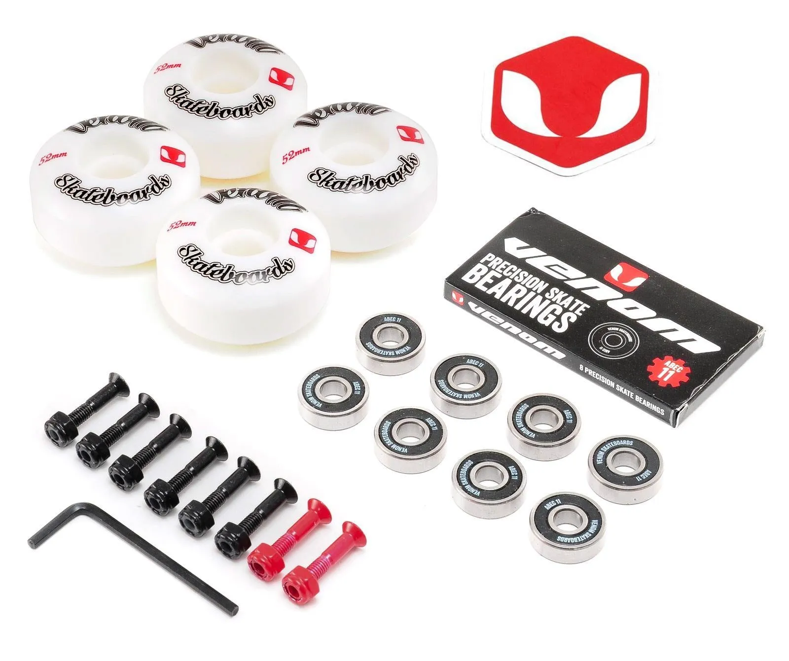 Venom Wheels, ABEC 11 Bearings   FREE Bolts Gift Pack