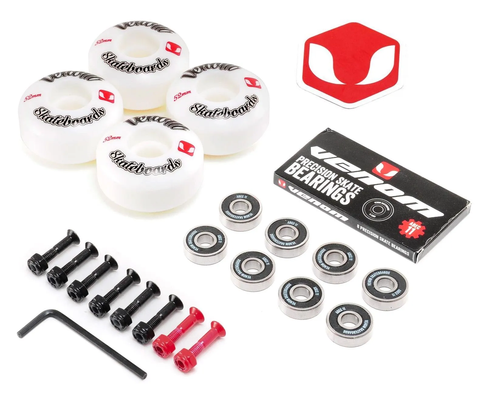 Venom Wheels, ABEC 11 Bearings   FREE Bolts Gift Pack