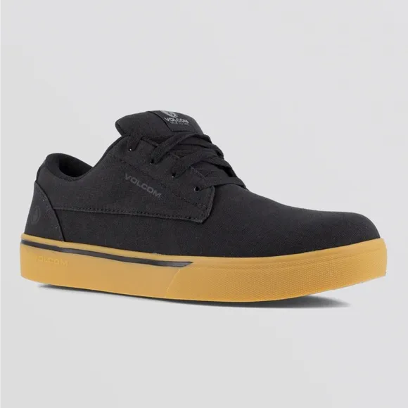 Volcom Men’s Workwear Black &amp; Gum Lace-Up Hard-Toe Skate Inspired Work Shoes 8.5