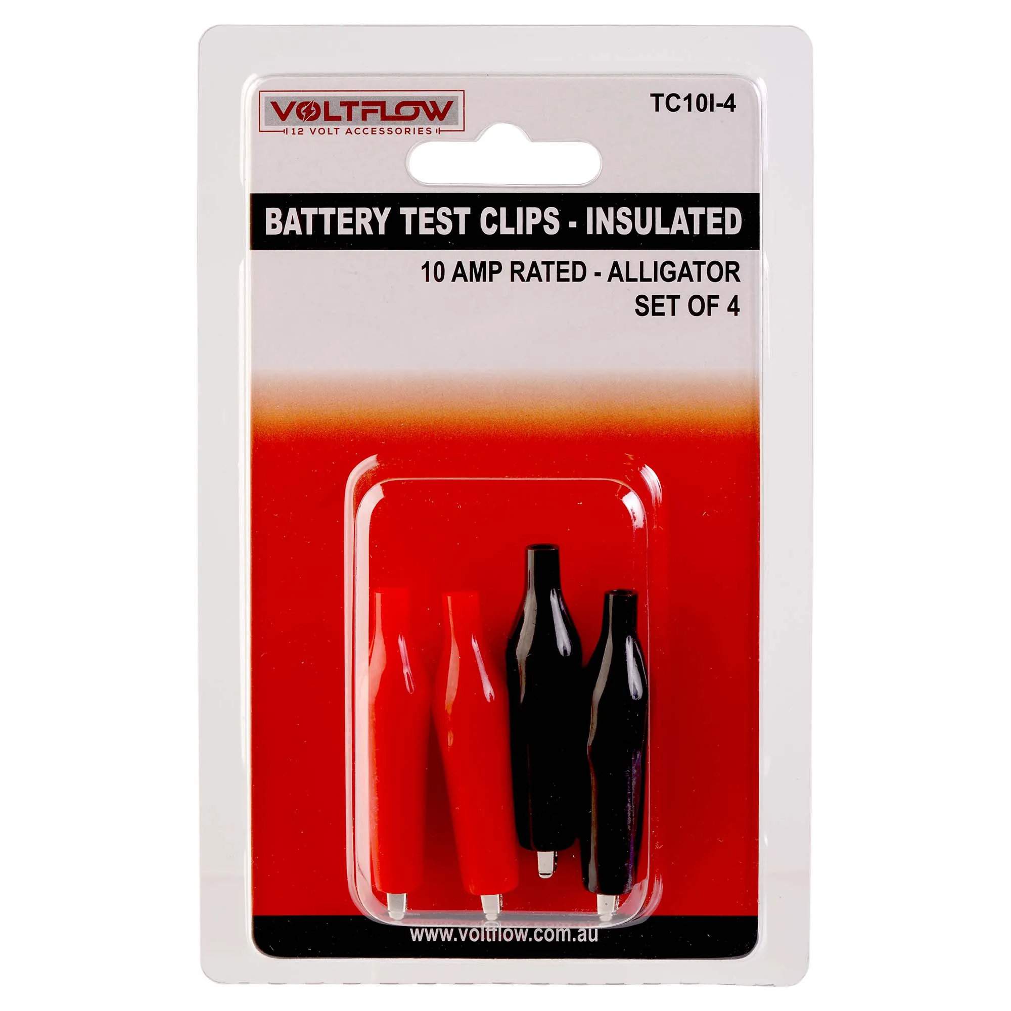 VoltFlow Alligator Clips 12V 10Amp Insulated 4 Piece