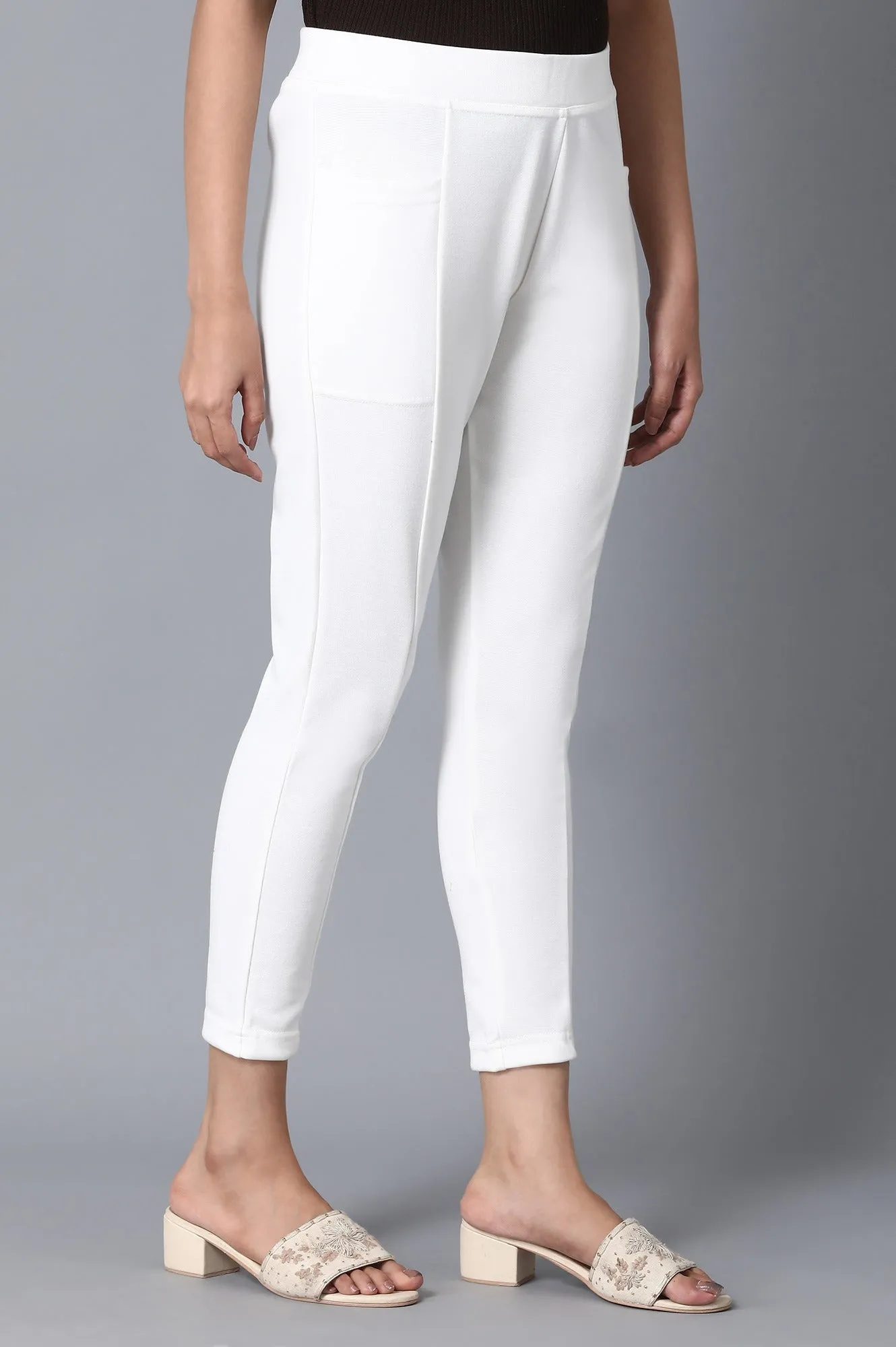 White Solid Yoga Tights
