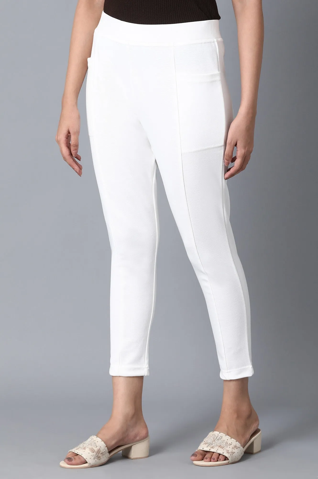 White Solid Yoga Tights