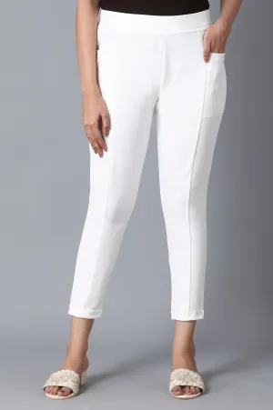 White Solid Yoga Tights