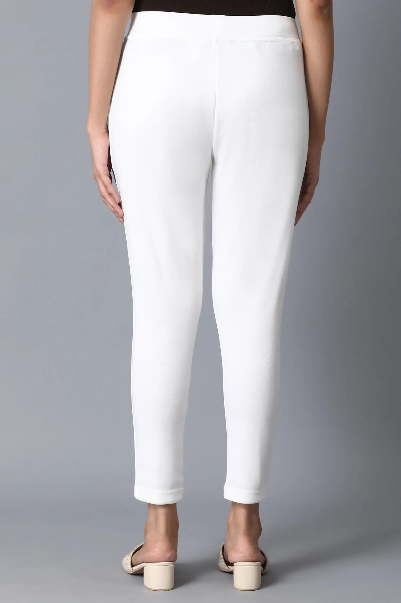 White Solid Yoga Tights
