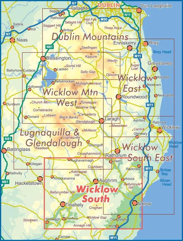 WICKLOW SOUTH 1:25,000 SCALE MAP - WATERPROOF AND NON-WATERPROOF