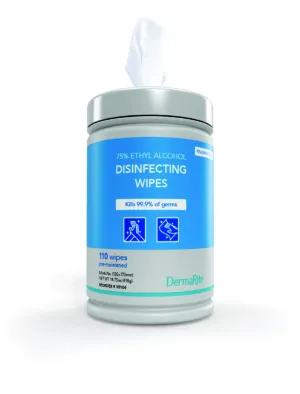 Wipe Disinfecting No Rinse Pop-up 75% Ethyl Alcohol 5.1x6.7 by Dermarite