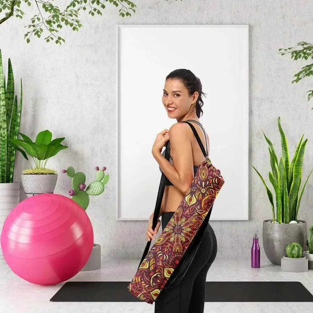 Woman Yoga Bag Yoga Mat Bag Men Sports Mat Bag Printed Canvas Drawstring Yoga Bag
